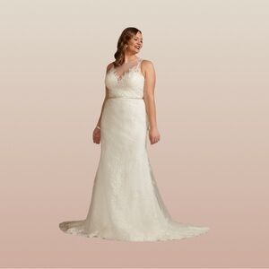 oleg cassini off-the-shoulder pearl beaded lace wedding dress Oleg Cassini, Beaded off shoulder wedding dress New Wedding Dress Save 64%